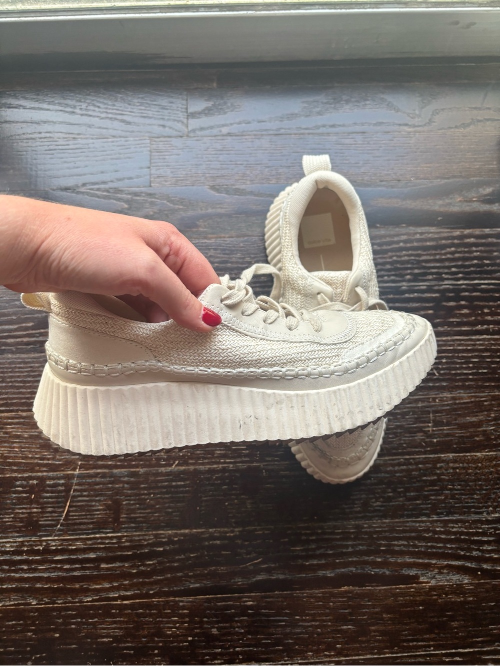Dolce Vita Cream Platform Lace-Up Sneakers